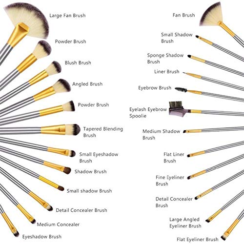 18 Piezas Pinceles de Maquillaje Juego de Pinceles de Maquillaje con Estuche de Viaje Mango de Madera Cepillo Kabuki de Fibra Sintética Para Base de Maquillaje Rubor Sombra de Ojos Poder Facial