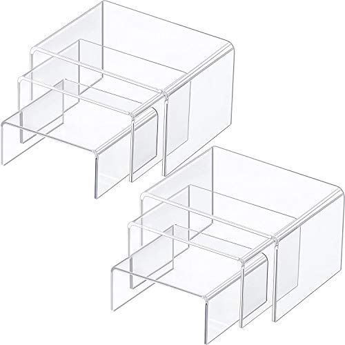 2 Juegos de Expositor de Elevador de Acrílico, Expositores de Joyería Exhibidores de Escaparate (Transparente, Juego Medium)