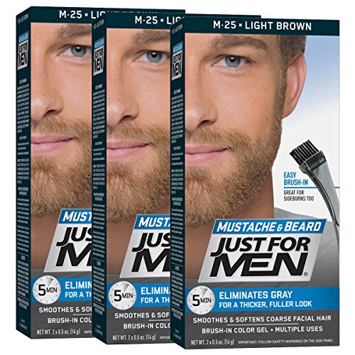 2 x Just For Men Brush In Colour Gel Natural Light Brown (M25) Facial Hair 42g