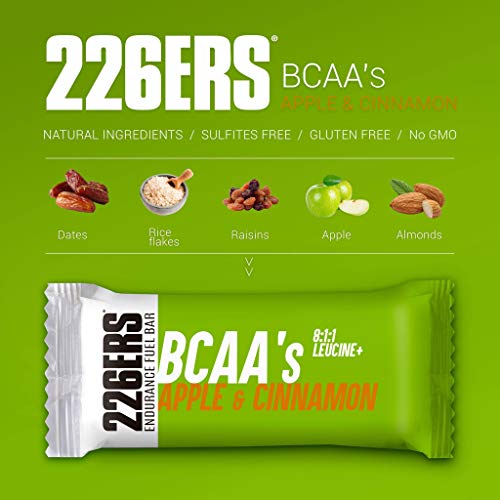 226ERS Endurance Fuel Bar BCAAs, Barrita de Resistencia y Energía Sin Gluten con Vitaminas, Manzana & Canela - 1 barra