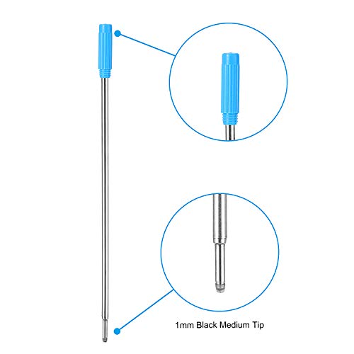 24 Piezas de Recambios de Bolígrafos de Punta de Bola Reemplazables Negros Escritura Lisa 4,5 Pulgadas (11,6 cm) y 1 mm Punta Medium (Negro y Azul)