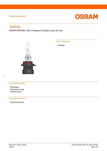 2x SYLVANIA OSRAM HB3A 9005XS P20d 12V 60W ORIGINAL LINE BOMBILLAS HALOGENAS HOMOLOGADAS