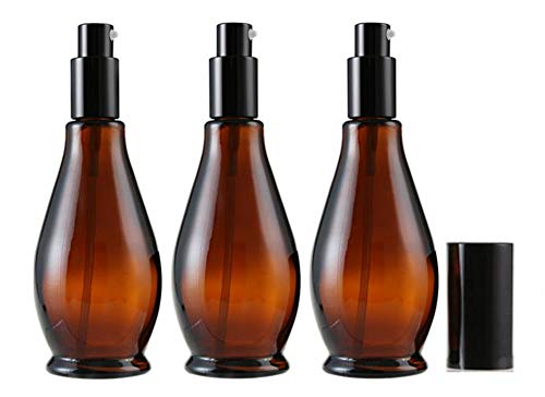 3 botellas de cristal de ámbar vacías de 100 ml con tapa negra, cosméticos, perfumes, cremas, lociones, bálsamos labiales, contenedor de almacenamiento de aceites esenciales