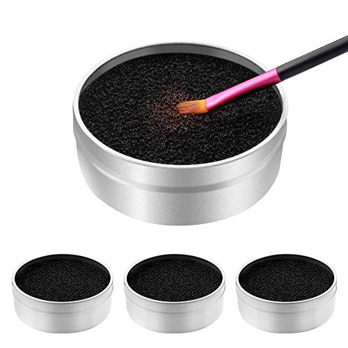 3 Piezas Limpiador de Pinceles Maquillaje, Esponja Caja de Limpieza de Pinceles de Maquillaje para Quitar Residuos de Polvos Cosméticos sin Agua, Brocha a Seco Reutilizable y Lavable