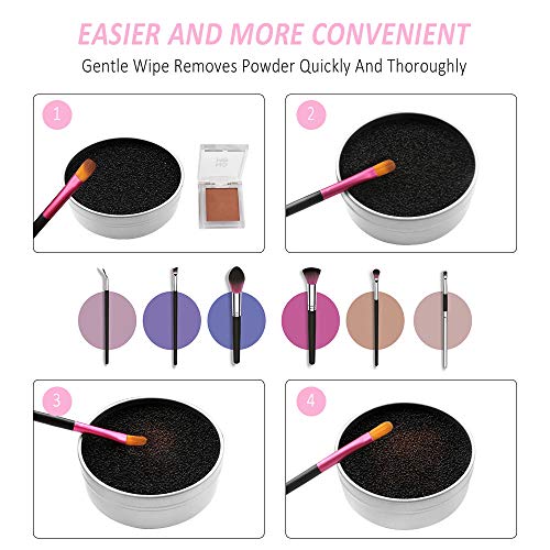 3 Piezas Limpiador de Pinceles Maquillaje, Esponja Caja de Limpieza de Pinceles de Maquillaje para Quitar Residuos de Polvos Cosméticos sin Agua, Brocha a Seco Reutilizable y Lavable