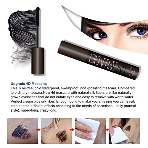 4D Silk Fiber Eyelash Mascara, 4D Mascara, 4D Máscara de Pestañas de Fibra de Seda, Larga duración, sin arrugas, sin manchas, más larga, más gruesa, Negra