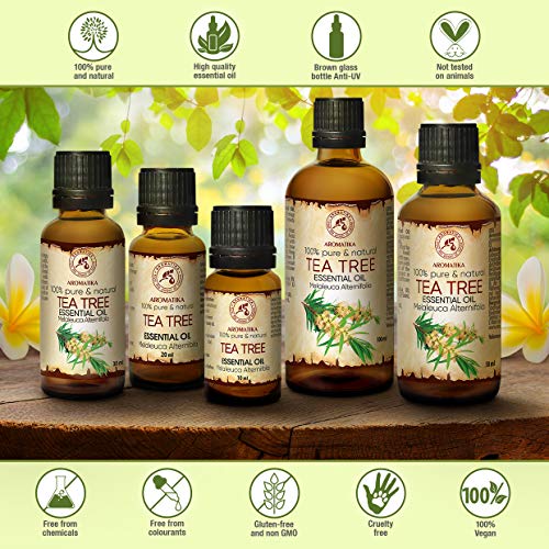 Aceite Árbol de Té 100ml - Melaleuca Alternifolia Leaf Oil - Australiano - 100% Puro y Natural - Sin Diluir - Excelente para la Belleza - Relajación - Lámpara de Aroma - Cosmética - Cuidado Corporal