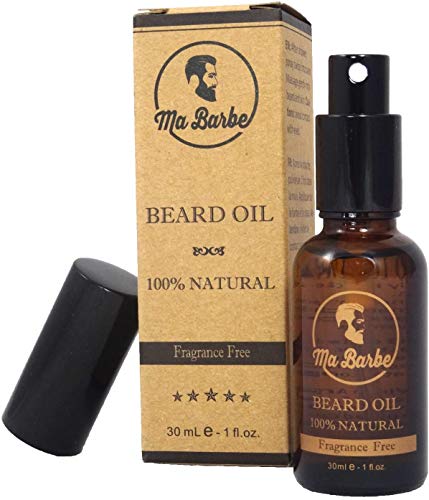 Aceite para Barba 100% NATURAL sin perfume. Con spray! Nutre, hidrata, suaviza, estimula el crecimiento y brilla. Mezcla de 8 aceites vegetales beneficiosos. Perfecto para pieles sensibles. 30 ml