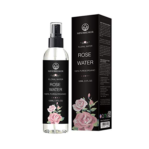 Agua de rosas orgánica: grado terapéutico, puro, búlgaro, sin hexano, sin alcohol: lo mejor para tóner facial, piel, cabello, cuidado del cuerpo, spray de viaje: rociador de niebla fina (120 ml)