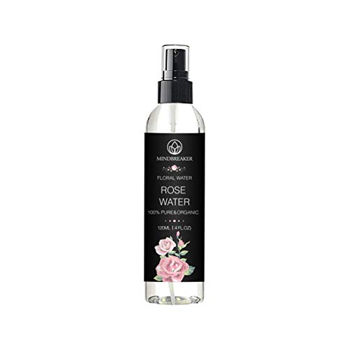 Agua de rosas orgánica: grado terapéutico, puro, búlgaro, sin hexano, sin alcohol: lo mejor para tóner facial, piel, cabello, cuidado del cuerpo, spray de viaje: rociador de niebla fina (120 ml)