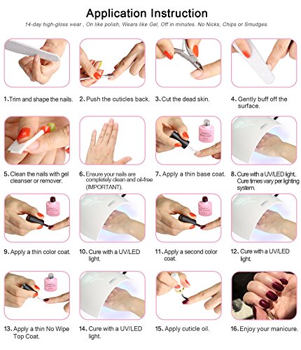 AIMEILI Base y Top Coat Semipermanente Esmalte Semipermanente UV LED Kit de Uñas Gel de Regalo Para Kit de Manicura Soak off Manicura y Pedicura - 2 x 8ml