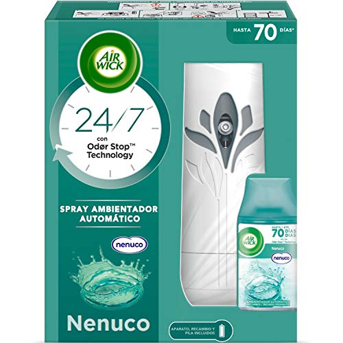 Air Wick Freshmatic - Aparato y recambio de Ambientador Spray Automático, Esencia para Casa con Aroma a Nenuco - 1 aparato + 1 recambio