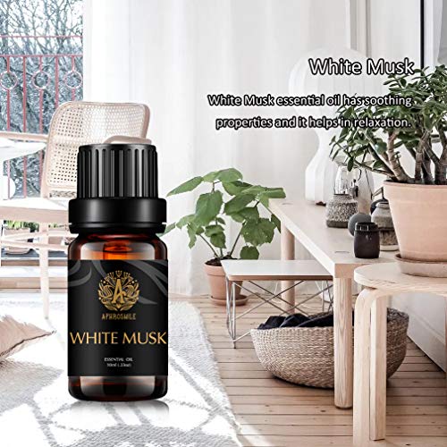 Almizcle blanco aceite esencial para difusor, 10ml grado terapéutico almizcle blanco aceites aromáticos, 100% puro aromaterapia almizcle blanco Aceite esencial fragancia para masaje, humidificador