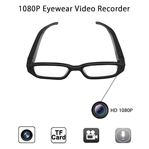 Anviker Full HD 1080p Mini cámara espía cámara Oculta,Gafas de vigilancia portátiles con 5Mega Pixeles-Eyewear Grabadora de vídeo videocámara DV grabadora de Voz+16GB Tarjeta de Memoria.