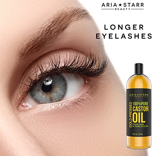 Aria Starr Castor Oil Cold Pressed - 16 FL OZ - BEST 100% Pure Hair Oil For Hair Growth, Face, Skin Moisturizer, Scalp, Thicker Eyebrows And Eyelashes by AriaStarrBeauty