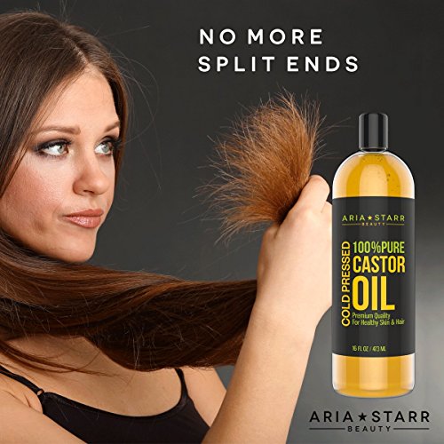 Aria Starr Castor Oil Cold Pressed - 16 FL OZ - BEST 100% Pure Hair Oil For Hair Growth, Face, Skin Moisturizer, Scalp, Thicker Eyebrows And Eyelashes by AriaStarrBeauty