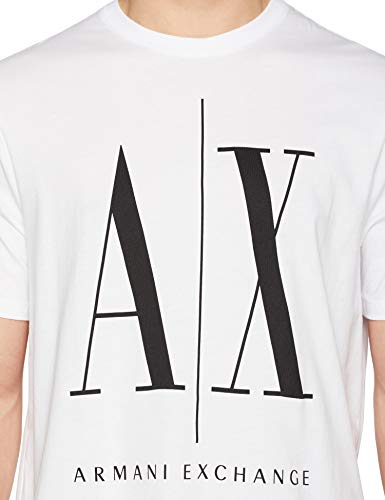 Armani Exchange Icon T Camiseta, Blanco (White W/Black Print 5100), Large para Hombre