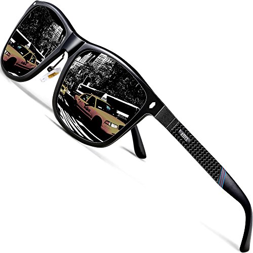 ATTCL Gafas De Sol Hombre Polarizadas Retro Estructura De metal Al-Mg 7001 Black