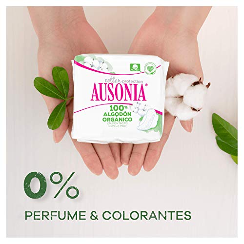 Ausonia Cotton Protection Normal (tamaño 1) Compresas Con Alas, 12, Capa Superior De Algodón 100 % Orgánico