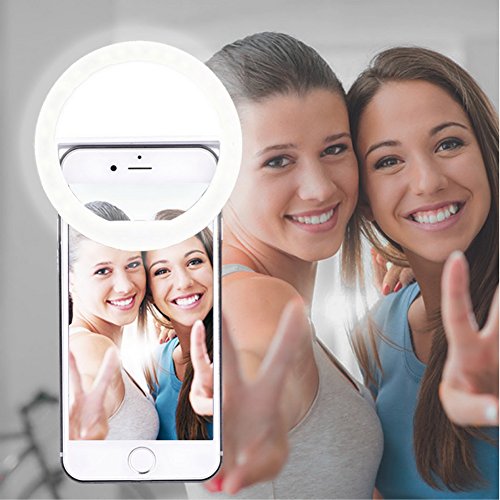 AUTOPkio Selfie la luz del Anillo, la iluminación Recargable Selfie suplementario Mejora Nocturna Oscuridad Selfie 36 del Anillo de luz LED USB para la fotografía teléfonos Inteligentes (Blanco)