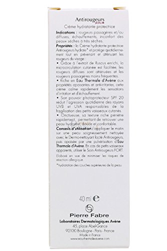 Avene Antirojeces Día Crema Hidratante Protectora, Piel Seca, SPF 20 - 40 ml