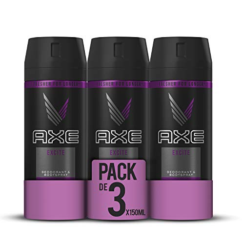 AXE Excite - Desodorante Bodyspray para hombre, 48 horas de protección, 150 ml, pack de 3