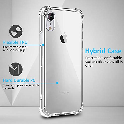 Babacom Funda para iPhone XR, Transparente Carcasa para iPhone XR Absorcion de Choque Cojín de Esquina Parachoques con PC Duro Panel Posterior + Marco de TPU Compatible con iPhone XR 6.1” 2018