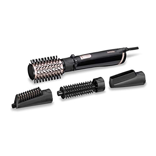 BaByliss AS200E Cepillo de Aire Rotatorio 1000 W, Iónico, Cepillo de Pelo con 4 Cabezales para Secar, Moldear, Alisar y dar Volumen, 2 Temperaturas + Aire Frío, 2 Sentidos de Rotación