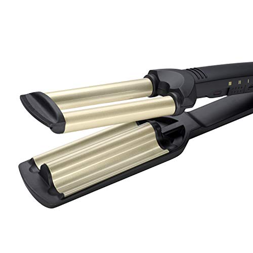 BaByliss C260E Plancha de pelo para ondas, revestimiento de cerámica y titanio, hasta 200º C, color negro