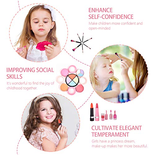 balnore Set de Maquillaje Niñas, 21 Piezas Lavables Maquillaje para Niñas, Maletin Maquillaje Infantil, Princesas para Fiesta, Cumpleaños