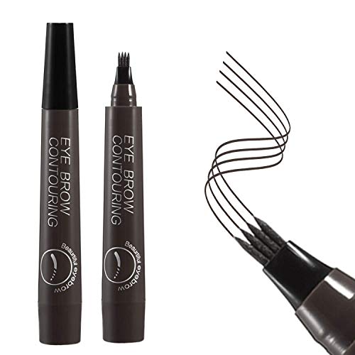 BEENLE Lápiz de Cejas Líquido, Lápiz de Tatuaje Para Cejas, 4 Puntas de Horquilla Líquida Para Maquillaje de Ojos,Para el Maquillaje Ocular (Black)