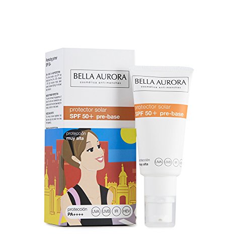 Bella Aurora Crema Facial Protector Solar Pre-Base Maquillaje Perfeccionadora SPF 50+ Anti-Manchas Protege y Repara No Comedogénico, 30 ml