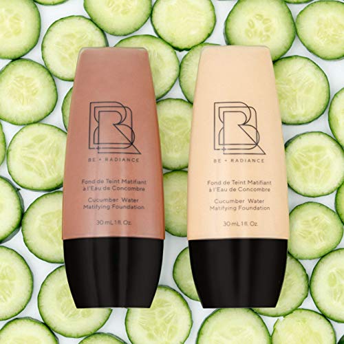 BE+RADIANCE 40⎮Base líquida matizada con agua de pepino Bio⎮ Cobertura de ligera hasta media, natural⎮ Todo tipo de piel⎮No comedogénico, Inalterable, Vegano, Libre de crueldad animal⎮Hecho en Francia