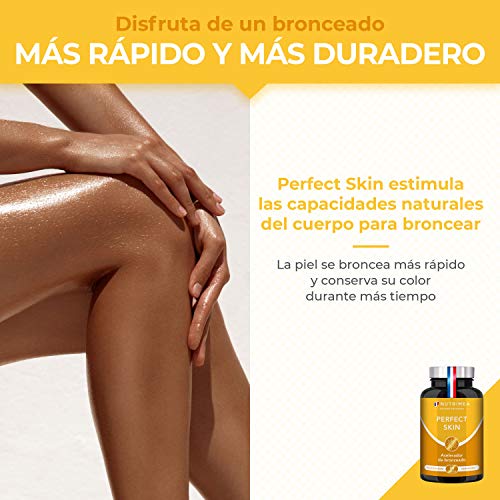 Betacaroteno Natural Acelerador Bronceado Corporal y Facial Protección Solar Antioxidante | Vitamina A y E Cobre Bardana Licopeno | 90 Cápsulas Vegetales Apto para Veganos Fabricado en Francia