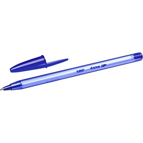 BIC Cristal Soft bolígrafos punta media (1,2 mm) - Azul, Blíster de 10 unidades