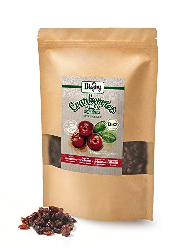 Biojoy Arándanos rojos BÍO, dulzura de fruta natural del jugo de manzana denso, Vaccinium macrocarpon (1 kg)