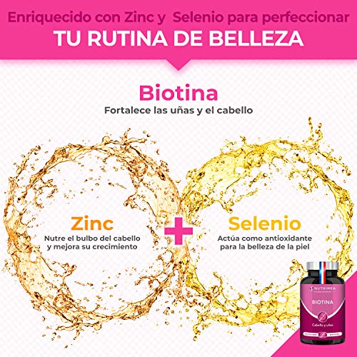 Biotina Zinc Selenio Semillas de Calabaza | Vitamina B Crecimiento y Fortalecimiento del Cabello Barba Uñas Piel | Para 4 Meses | Perdida Cabello Anticaida Pelo Hombre y Mujer | Biotin Natural Vegano