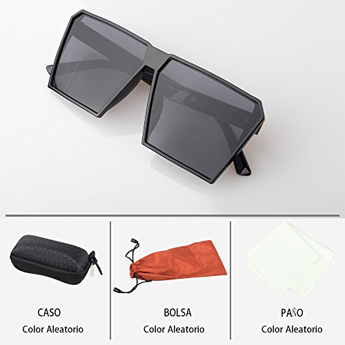 BLDEN Hombre Grande Gafas De Sol Marco Cuadrado Moda Oversized Gafas Unisexo GL1011-BLACK