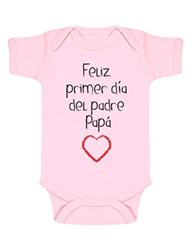 Body de Manga Corta para bebé - Regalo Padre Bebe - Feliz Primer Día del Padre - 9-12 Mes Rosa