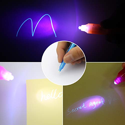 Boligrafo Tinta Invisible, UlifeME 28 Piezas Luz UV Lápiz Espía para Niños, Lapiz Tinta Invisible Escritura Mensajes Secretos para Cumpleaños, Fiesta, Actividad y Festival, Gran Regalo, Certificado CE