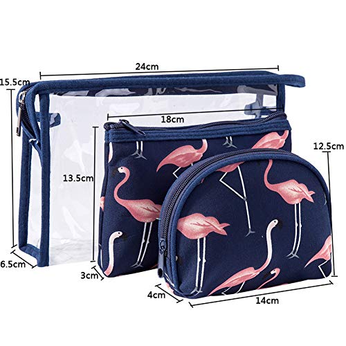 Bolsas de Aseo, RUISIKIOU 3 Sets Bolsa de Viaje de PVC Artículos de Aseo Kit de Maquillaje cosmético Cartera Transparente pequeña para Mujer