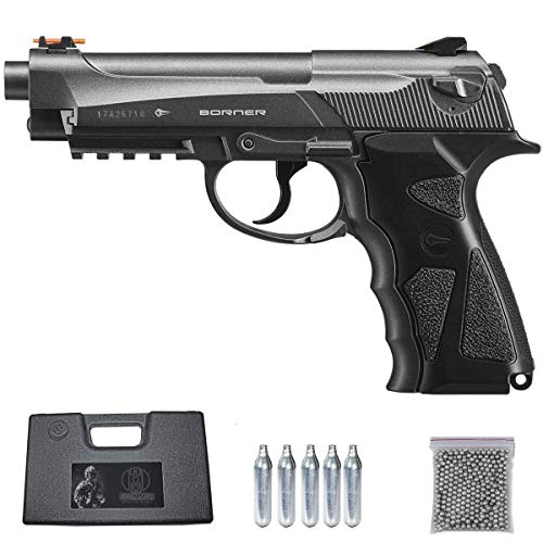 Borner Sport 306 | Pack Pistola de balines (perdigones Bolas de Acero BB's). Arma de Aire comprimido CO2 Tipo Beretta 92 Calibre 4,5mm (2.52 Julios)