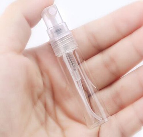 Botella de vidrio pulverizadora transparente de 5 ml para perfume, vacía para viajes, fiestas, útiles de maquillaje, 20 unidades