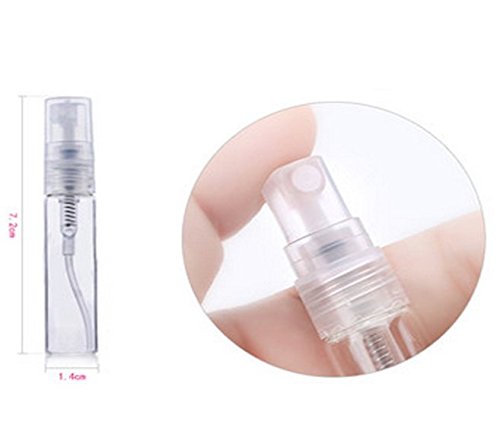 Botella de vidrio pulverizadora transparente de 5 ml para perfume, vacía para viajes, fiestas, útiles de maquillaje, 20 unidades