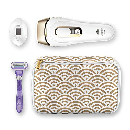 Braun Silk Expert Pro 5 PL5137 Depiladora Luz Pulsada IPL, Última Generación, Depilación Permanente, Cabezal Precisión, Cara Y Cuerpo, Blanco/Dorado