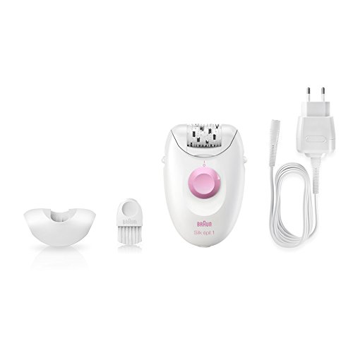 Braun Silképil 1 SE1370 - Depiladora para mujer con cable con un accesorio, blanco/rosa