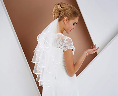 BrautChic Velo de novia - Maravillosamente UNIVERSALES - Se adapta a casi todos los Vestidos de novia - CALIDAD ALTA - 70cm - Con peine - BLANCO