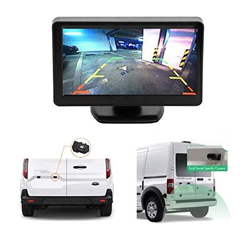 BRAUTO Cámara de Marcha Atrás y Kit de Monitor de Coche Sistema de Cámara de Copia de Seguridad Cámara Cámara de trasera 4,3 Pulgadas HD Monitor Para Ford Transit Connect