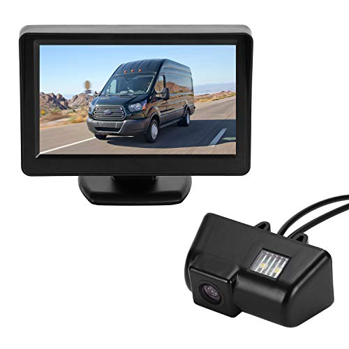 BRAUTO Cámara de Marcha Atrás y Kit de Monitor de Coche Sistema de Cámara de Copia de Seguridad Cámara Cámara de trasera 4,3 Pulgadas HD Monitor Para Ford Transit Connect