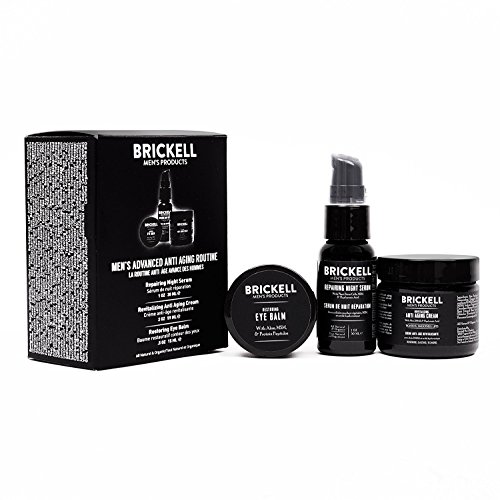 Brickell Men's Products – Rutina Antiedad avanzada – Crema facial de noche, Serum facial de Vitamina C y Crema para ojos – Orgánicos y Naturales